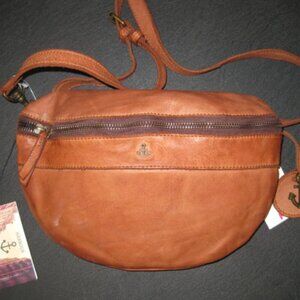 Harbour 2nd Leather Crossbody Bag Cognac w/ Long Strap and Hang Logo Charm NEW